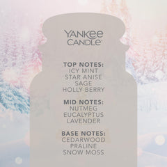 Yankee Candle iridescent snow details creating a magical winter centerpiece.