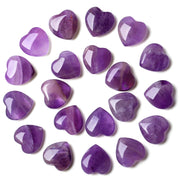 YATOJUZI amethyst heart crystals; polished hearts for calm energy during meditation.