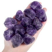 YATOJUZI Amethyst rough stones close-up for jewelry making and chakra balance.