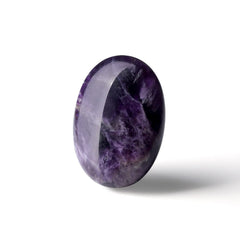 YATOJUZI hand-carved amethyst oval palm stone for meditation and focus