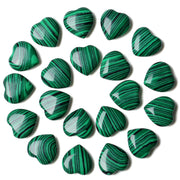 YATOJUZI malachite heart closeup highlighting rich green bands for emotional balance.