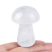 YATOJUZI mushroom decor in clear quartz for stylish desktop display and calming ambiance.