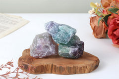YATOJUZI Rainbow Fluorite rough stone jewelry-ready surface for necklace or earrings