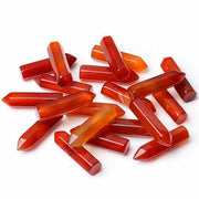 YATOJUZI red carnelian crystal wand set, front view showcasing polished hexagonal tips for focus.
