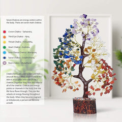 YATSKIA golden-wire trunk on chakra tree highlights handcrafted detail and elegance.