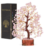 YATSKIA Rose Quartz Tree of Life with beaded branches promotes calm energy at home.