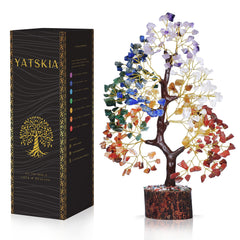 YATSKIA seven chakra tree with crystal base, ideal for grounding decor and energy flow.
