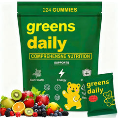 Ydesalen Greens Gummies bottle shows daily nutrition with greens and fiber.