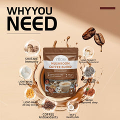 YEGE Mushroom Coffee cup with creamer demonstrates creamy texture and smooth taste.
