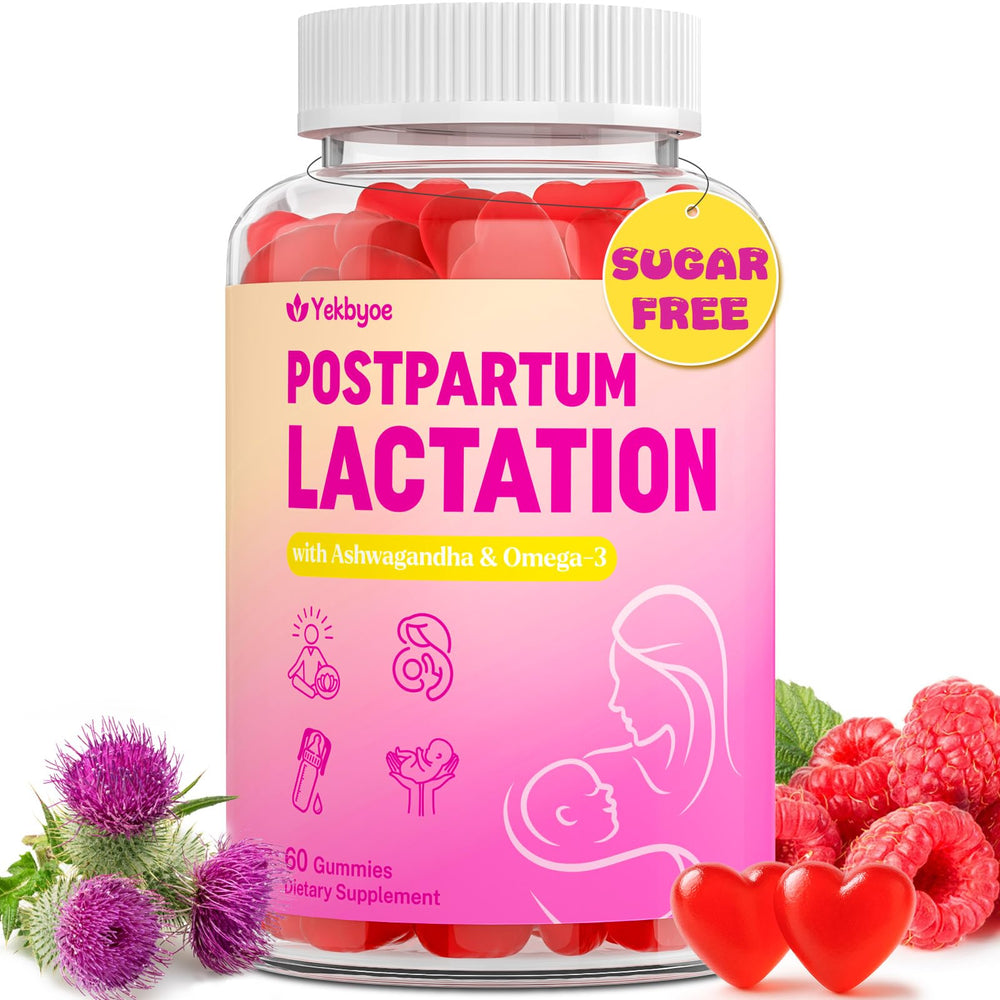 YEKBYOE Lactation Gummies bottle ready for convenient postpartum support.