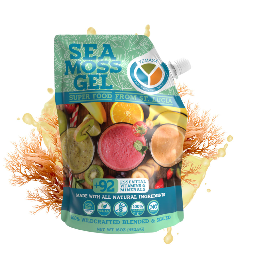 Yemayá Organic Sea Moss Gel poured for easy daily smoothies