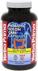 Yerba Prima Prebiotics Colon Care bottle with 180 capsules supports regularity and digestive wellness.