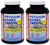 Yerba Prima Psyllium Husk Caps bottle front, easy-to-swallow fiber for daily gut support.