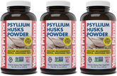 Yerba Prima psyllium husks powder bottle front shows vegan, gluten-free fiber option.