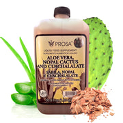 Yerbero PROSA bottle front label highlighting Aloe Vera, Nopal, Cuachalalate for daily digestive support