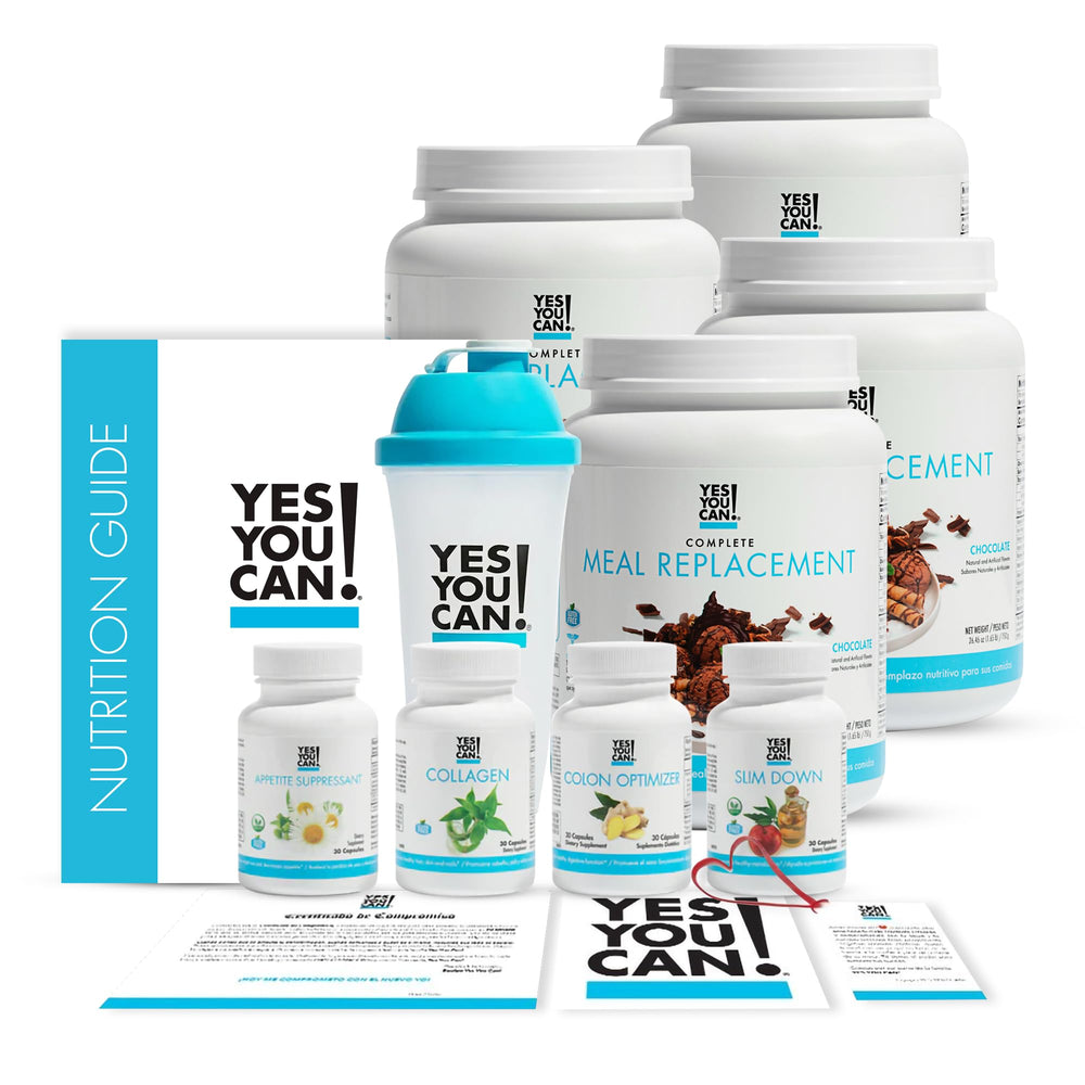 Yes You Can! Transform chocolate shake bottle shows gluten-free, high-protein meal option.