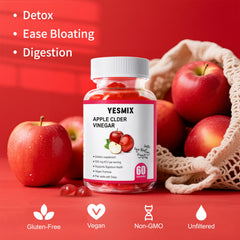 YESMIX gummies close-up showing chewy texture and apple flavor