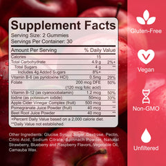 YESMIX gummy bottle label showing non-GMO and gluten-free features