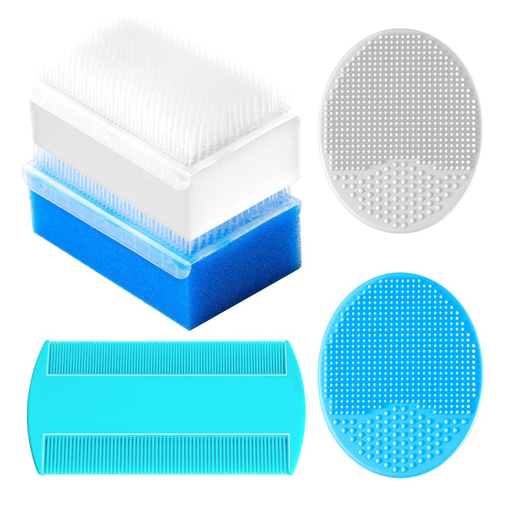 YESYBC cradle cap brush set blue for soothing baby scalp and gentle flakes