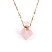 YGLINE rose quartz necklace pendant with rhombus shape for daily gemstone elegance