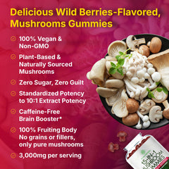 Gummies bottle and 90-count package illustrate a broad mushroom blend from Yi Nutrition
