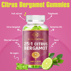 Yi Nutrition gummy ingredients with berberine and olive leaf for wellness support.