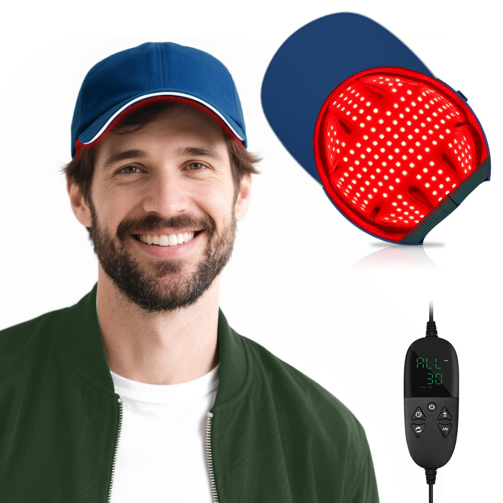 YIPFREE Red Light Cap front view with adjustable fit for comfort