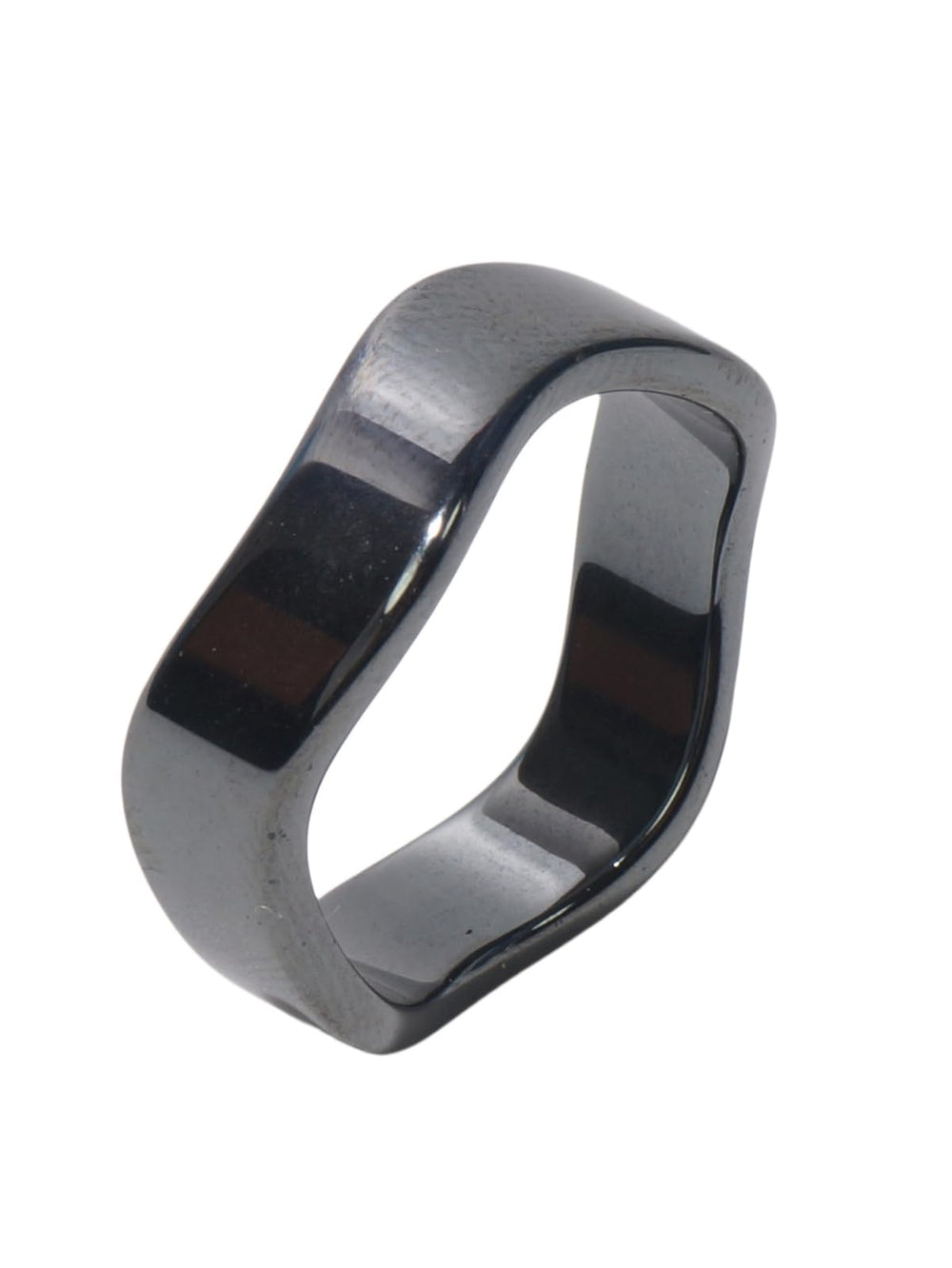 YITANA hematite rings, front view, stylish balance accessory.