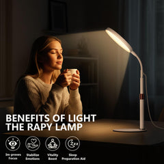 YKoliron light therapy lamp demonstrates UV-free sunlight for safe daily use.