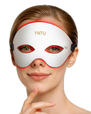 YNTU heated eye mask in red mode for soothing under-eye fatigue