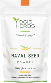 YOGIS HERBS Naval Seed Powder jar close-up showing Jamun seeds and freshness
