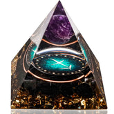 Yogmudra 12 Zodiac Orgone Pyramid with amethyst and obsidian for protective energy balance