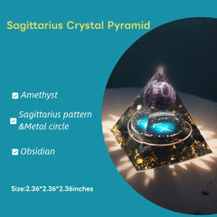 Yogmudra Amethyst Obsidian Orgone Pyramid closeup shows natural crystal texture for meditation