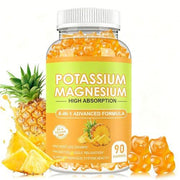YOLLIT Potassium Magnesium Gummies bottle with pineapple flavor supports daily electrolyte balance.