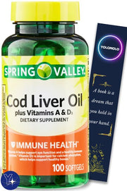 YOLOMOLO cod liver oil plus vitamins A and D3 bottle shows packaging for daily immune and bone support.