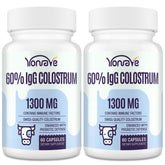 Yonrave bovine colostrum capsules bottle showing high IgG content for daily immune support