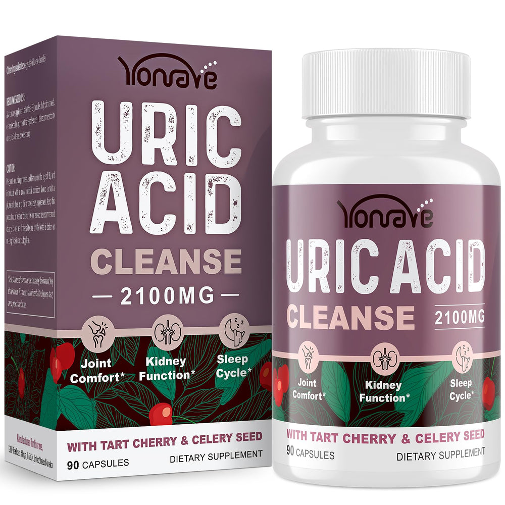 Yonrave Uric Acid Cleanse bottle front, easy daily supplement for wellness.