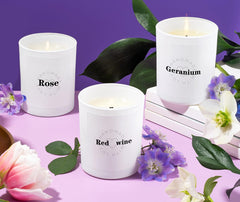 YOSICIL Red Wine candle in white jar for cozy evenings