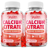 Youlikee Calcium Citrate Gummies bottle pour showing 1200 mg for bone health.