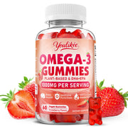 Youlikee vegan omega-3 gummies bottle supporting brain and eye health.