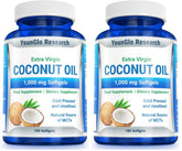 YounGlo Research Coconut Oil bottle-front shows 1000 mg softgels for daily vitality