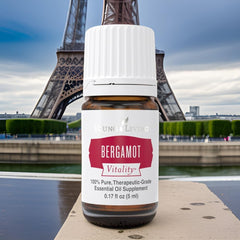 Young Living Bergamot Vitality label close-up for culinary use in recipes.