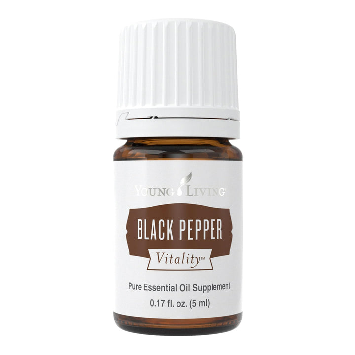 Young Living Black Pepper Vitality 5ml bottle pour adds bold spice to dishes