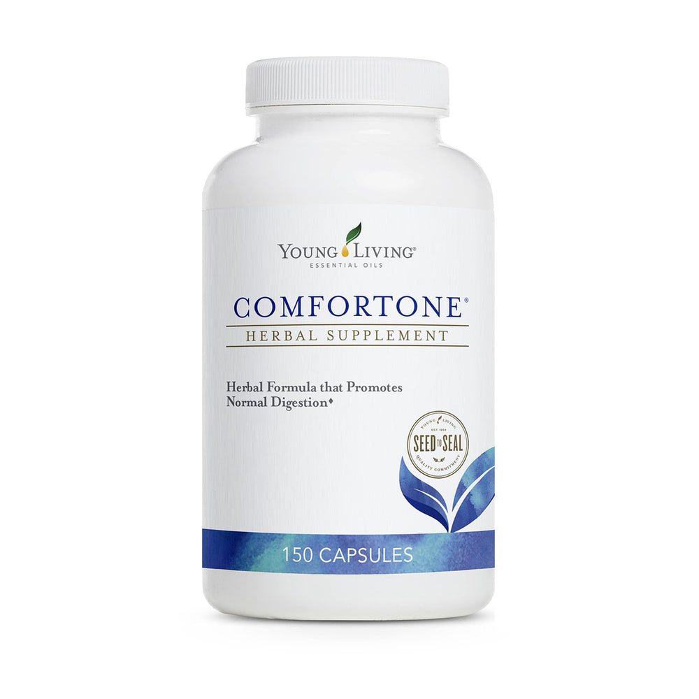 Young Living ComforTone capsules bottle supports daily digestive balance with herbal blend