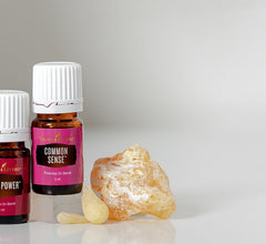 Young Living Common Sense frankincense note highlighting grounding aroma for focus