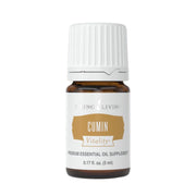 Young Living Cumin Vitality bottle close-up for culinary flavor enhancement.