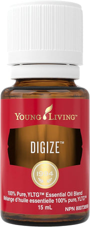 Young Living Di-Gize bottle diffusing a spicy, calming aroma for a cozy space.
