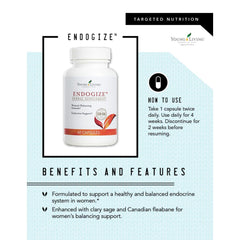 EndoGize label close up emphasizing essential oils infusion for balance