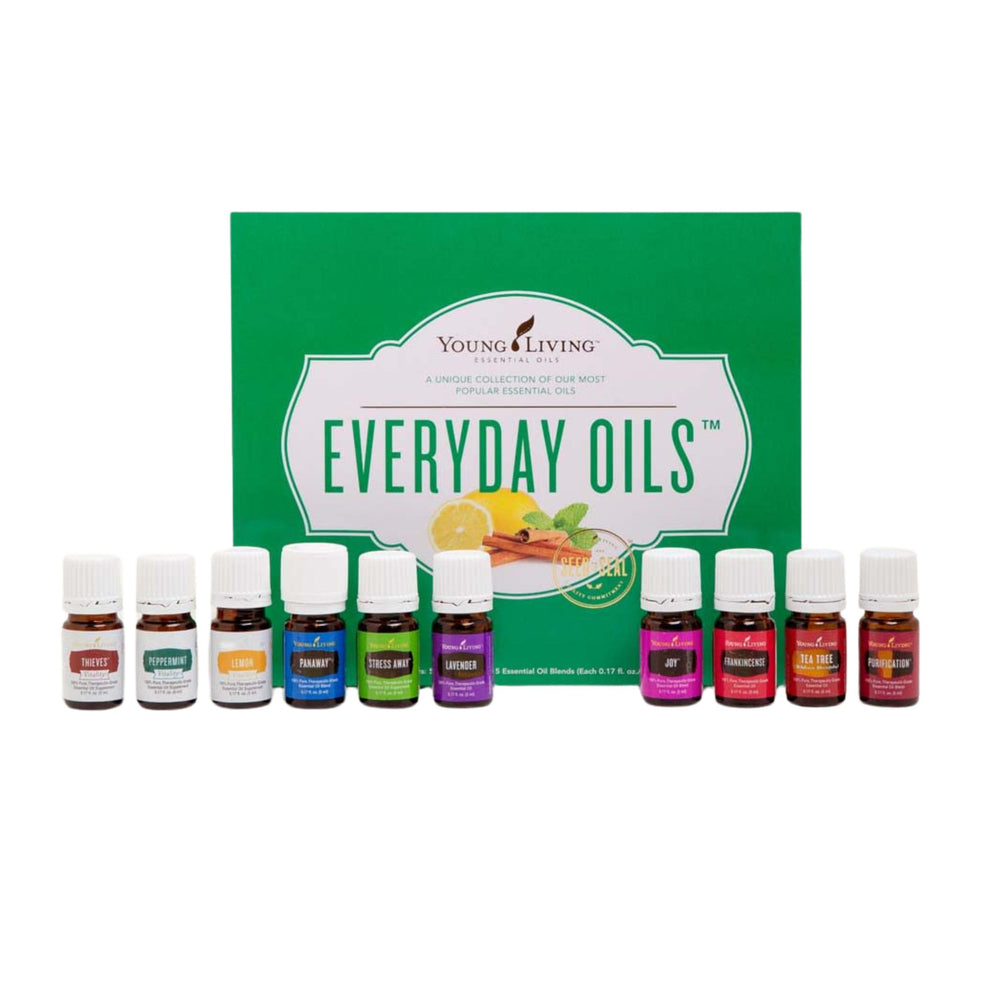 Young Living Everyday Oils Collection bottles side view for daily use
