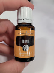 Close-up of Young Living fennel essential oil dropper for topical or diffuser use